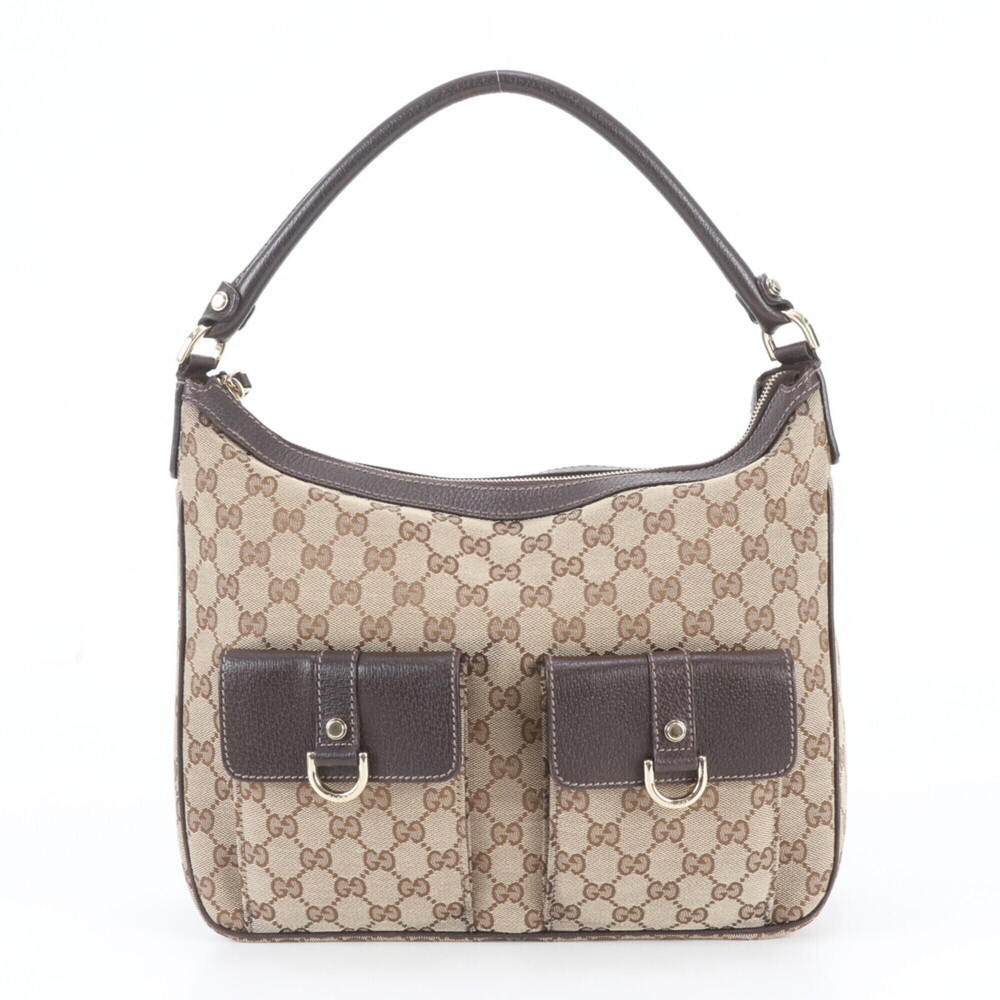 Gucci GG Canvas Abbey 153025 Leather Shoulder Bag Tote Handbag for Women